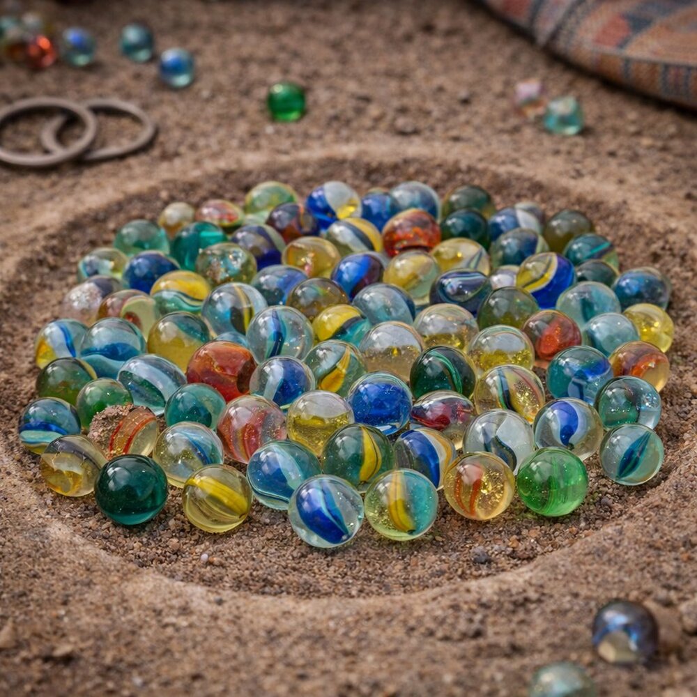 2 lb Vintage Cat’s Eye Style Marbles Lot, Mixed Colors, Classic Game Marbles